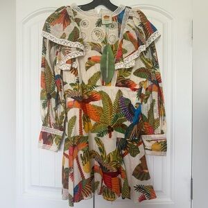 Farm Rio dress size small new without tags tag palm parrot 🦜 print so fabulous
